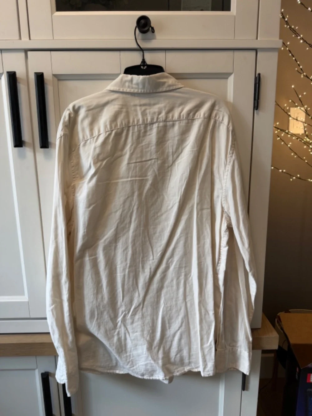 Banana Republic Standard Fit Linen Blend Button Down Shirt Cream Off White Men L
